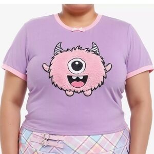 Sweet Society Fuzzy Monster Ringer Girls Baby T-Shirt Plus Size